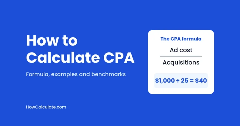 How to Calculate CPA: the formula is ad cost divided by acquisitions, for example $1,000 divided by 25 equals $40